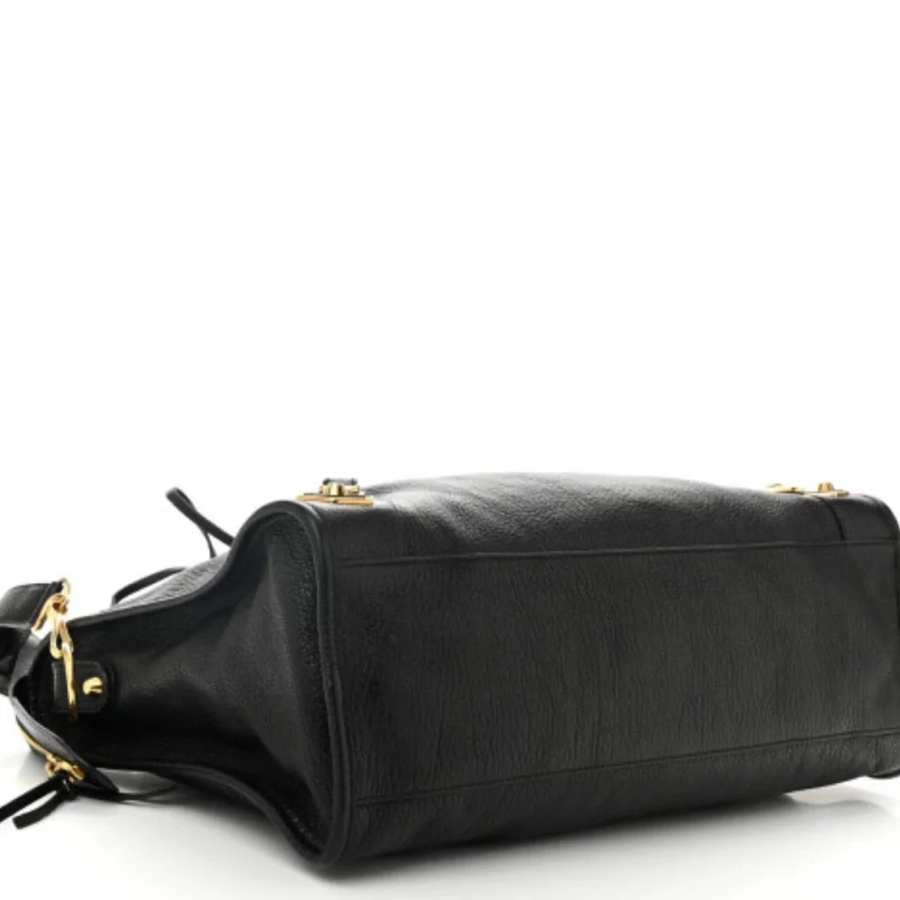 Auth Balenciaga Medium City Bag Black Gold Metallic Edge Chèvre leather LIKE NEW - Picture 7 of 11